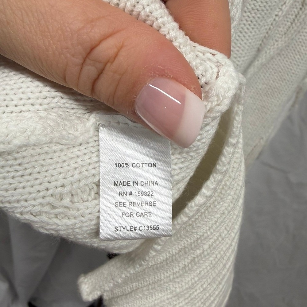 Central Park West NWT $162 Women's XS White Cable Knit Ruffle Sleeve Sweater - Picture 8 of 9